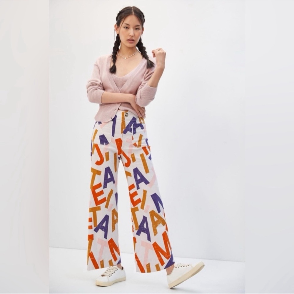 Maeve by Anthropologie Colette Cropped Wide-Leg Je t’aime (I Love You) Pants